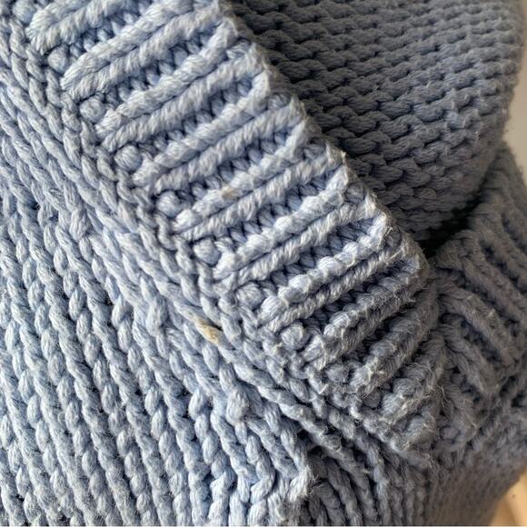 J. Crew Womens Sweater Size M Baby Blue Pullover V-Neck Cotton Tight Knit - Picture 4 of 5